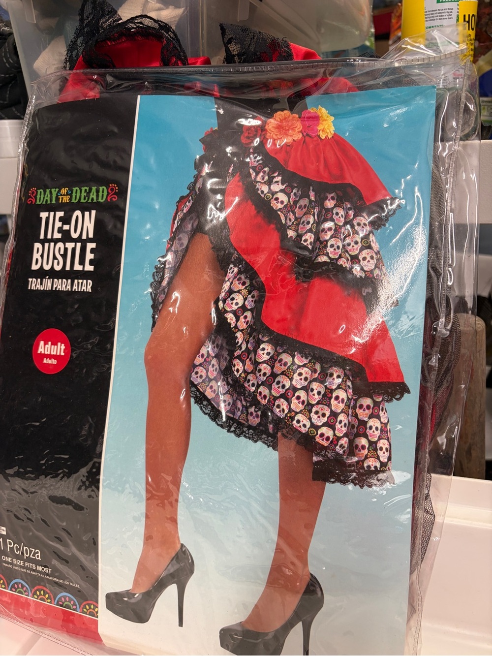 Red Tie-On Bustle Skirt